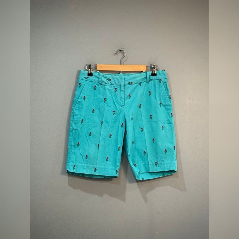 Blue Talbots Tulip Design Chino Shorts Size 6P EUC